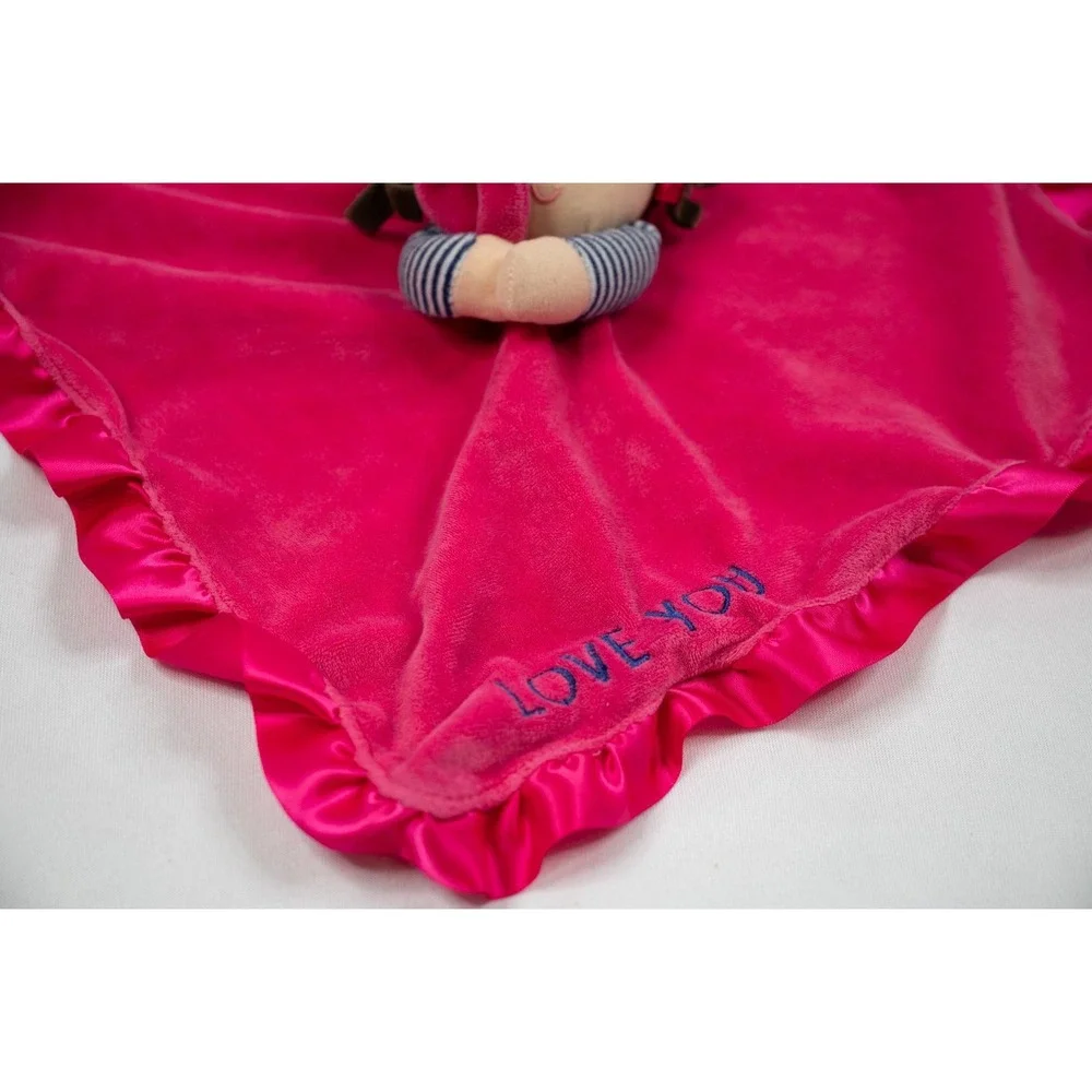 Carter's Doll Security Blanket Kids OS Pink Excellent Love You Satin Trim Plush